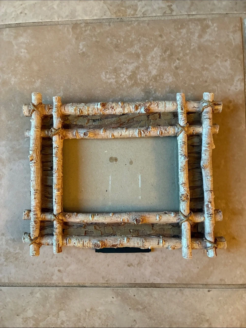 Rustic Birch Log Picture Frame - Whitewashed